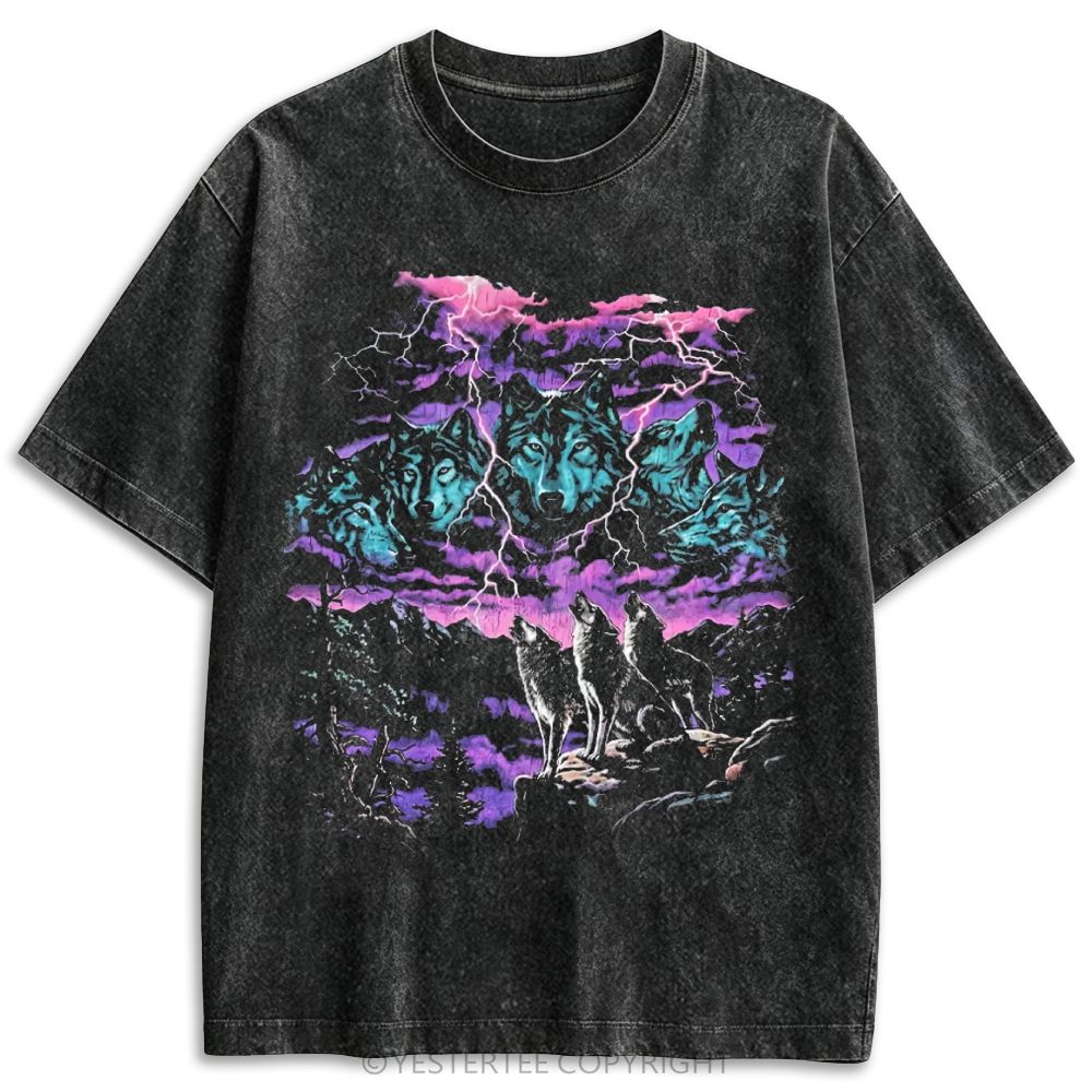 Thunder Mountain Wolf Pack Retro Washed T-shirt