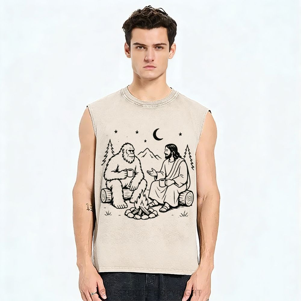 Unisex Printed Washed Tank Top 2607010682