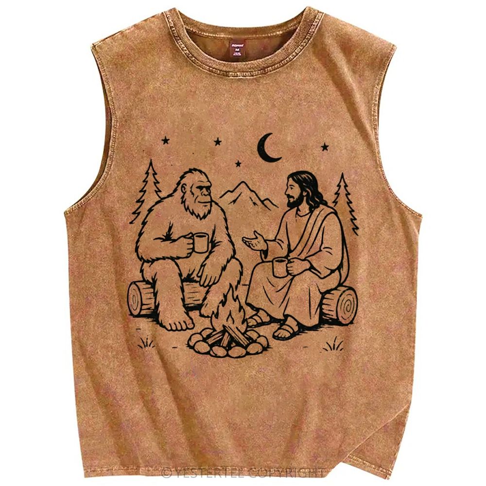 Unisex Printed Washed Tank Top 2607010682