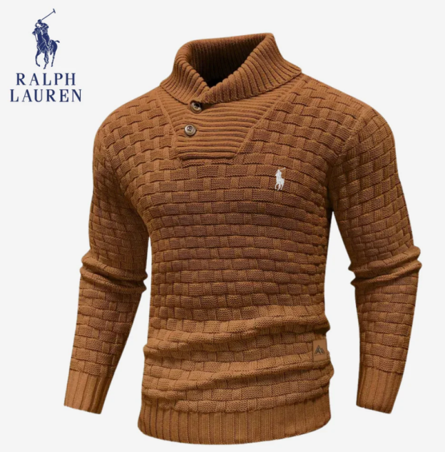 Men's collared knitted stretch pullover sweater