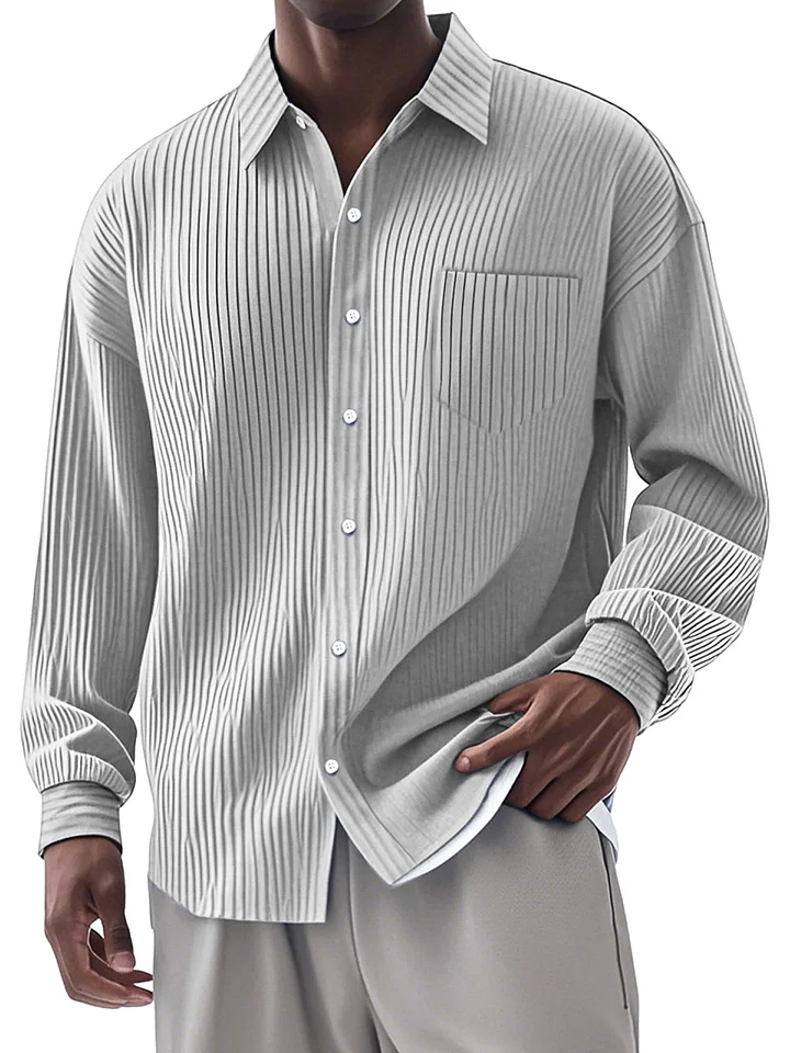 CLEARANCE SALE🔥Men's Casual Simple Vertical Pit Strip Long-sleeved La