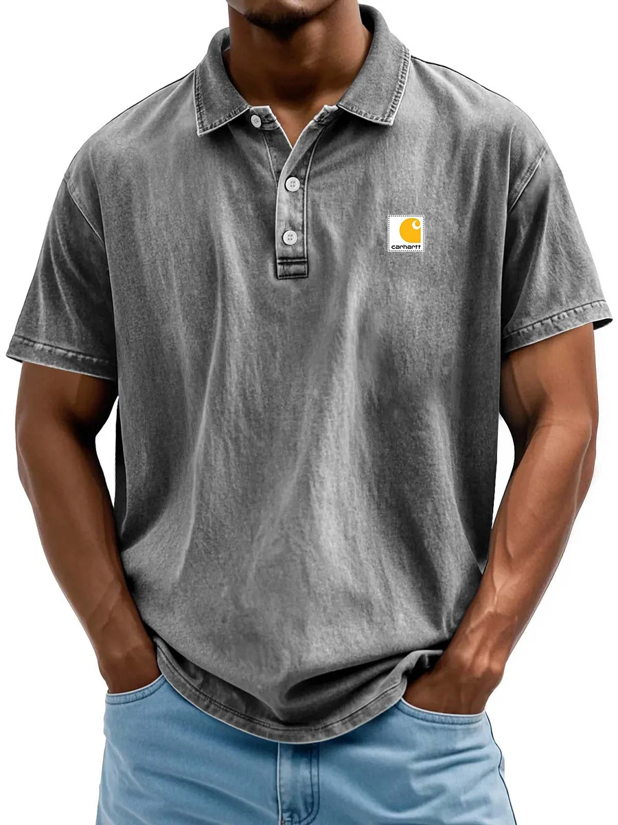 Men's Retro Casual Washed Distressed Cotton Lapel Shirt