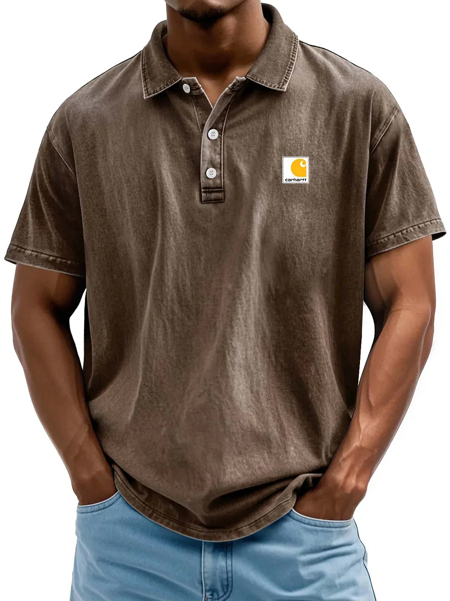 Men's Retro Casual Washed Distressed Cotton Lapel Shirt