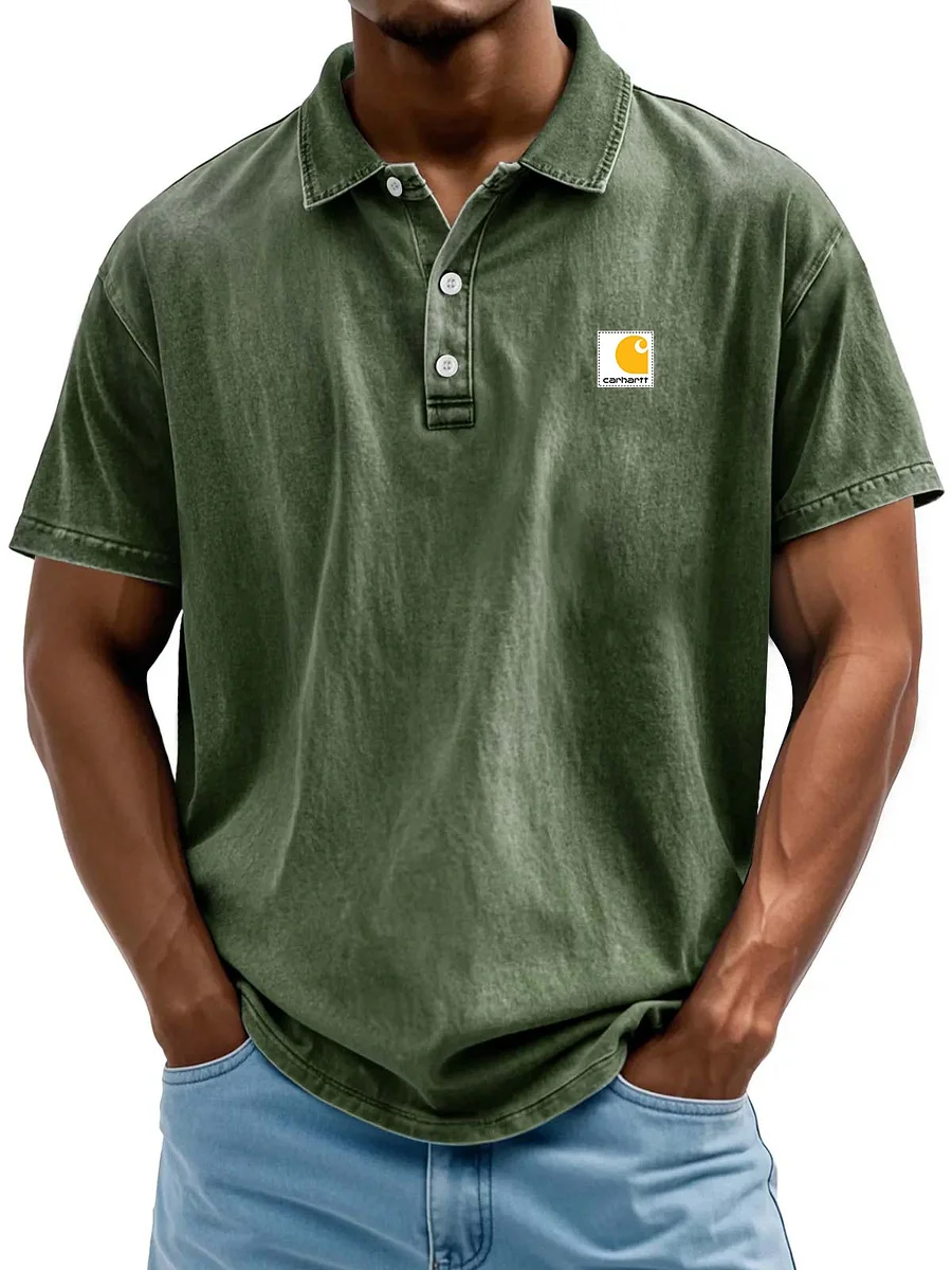 Men's Retro Casual Washed Distressed Cotton Lapel Shirt