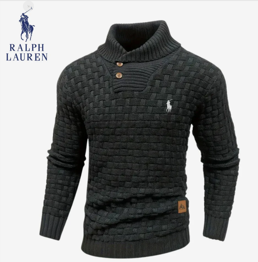 Men's collared knitted stretch pullover sweater