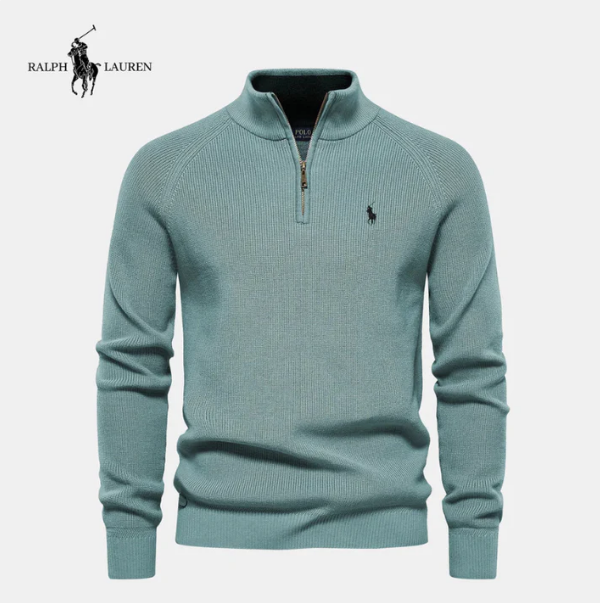 Men's Zippered Stand Collar Thick Warm Knit Sweater