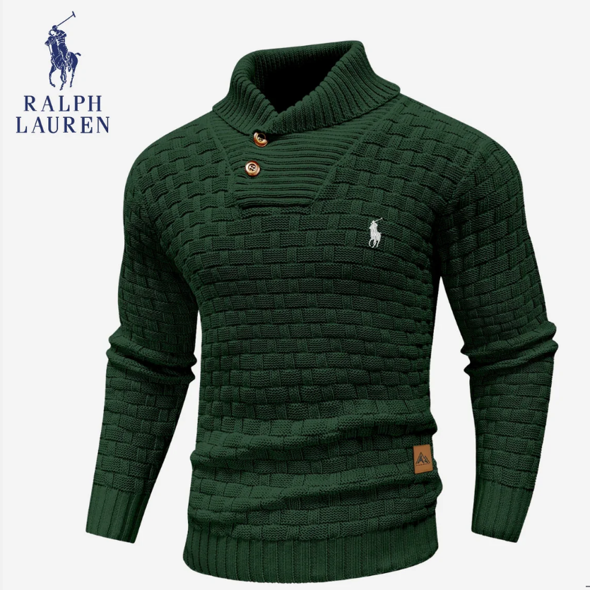 Men's collared knitted stretch pullover sweater
