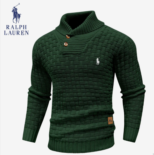 Men's collared knitted stretch pullover sweater