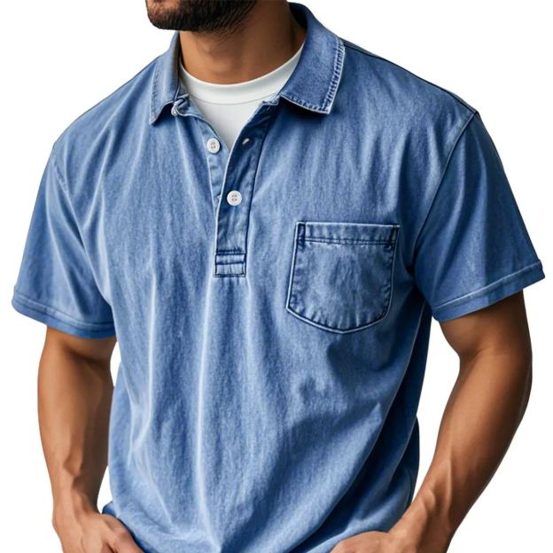 🛒Men's Retro Lapel Button Pocket Casual Short Sleeve POLO Shirt