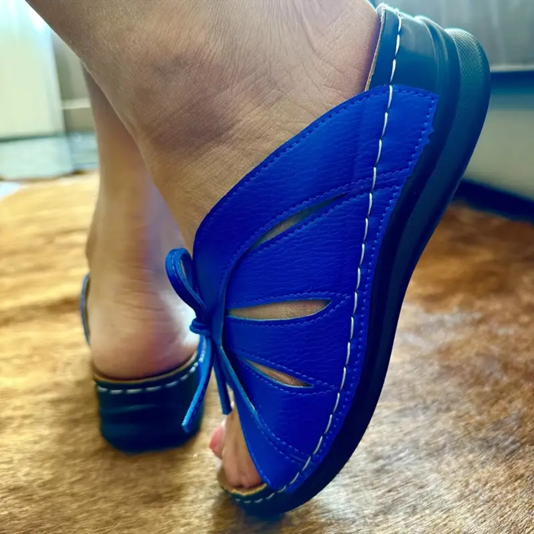 Blisscomfy Bowknot Arch Support Open Toe Slide Sandals