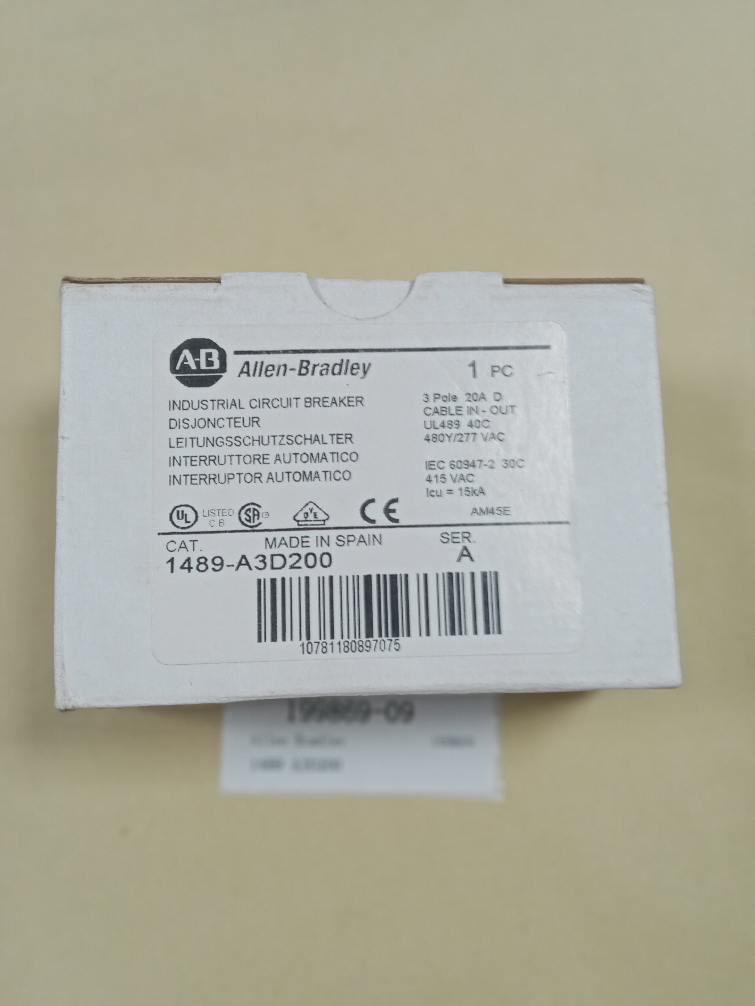 Allen Bradley A-B 1489-A3D200 Circuit Breaker New in Box