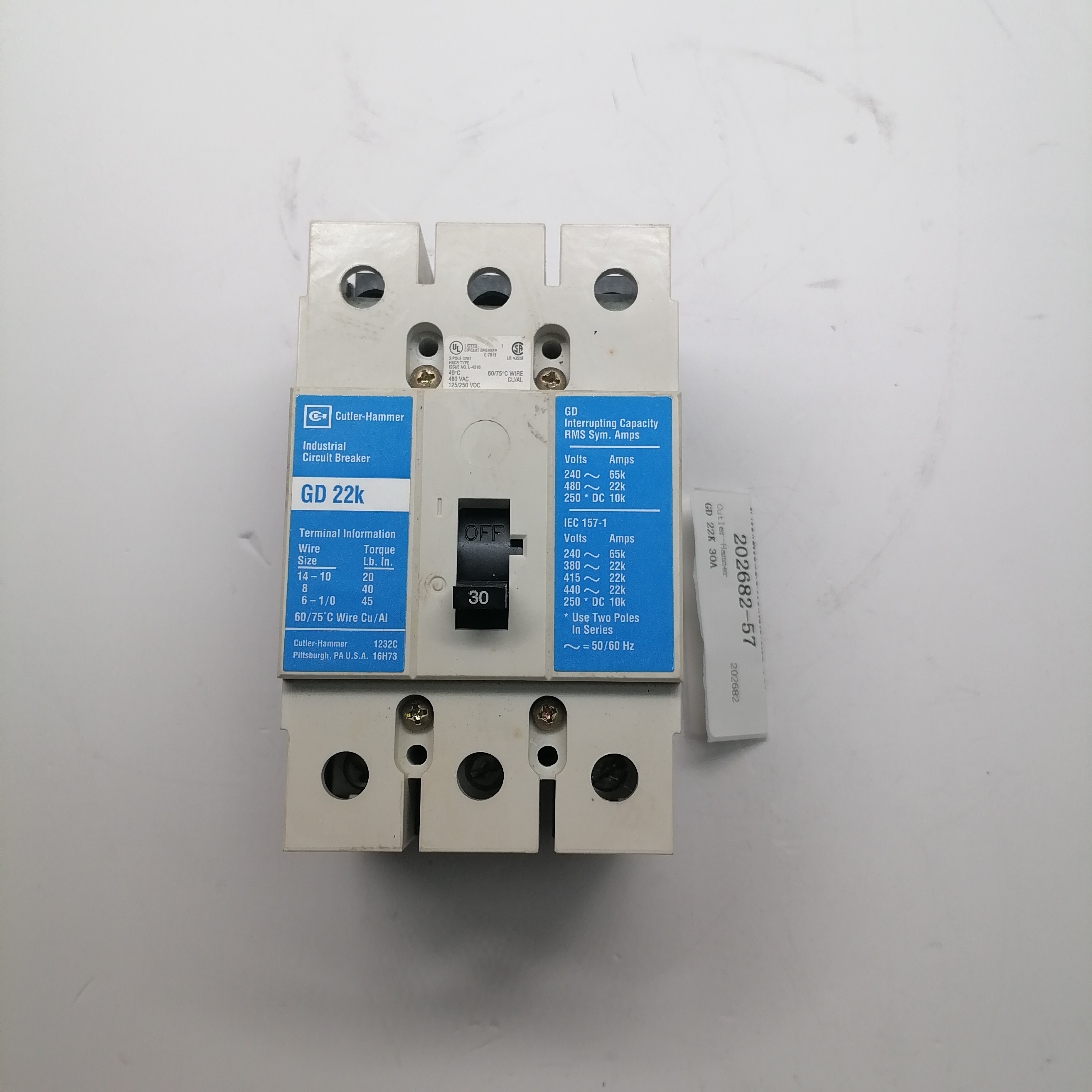 Cutler-Hammer Contactor GD 22K 30A