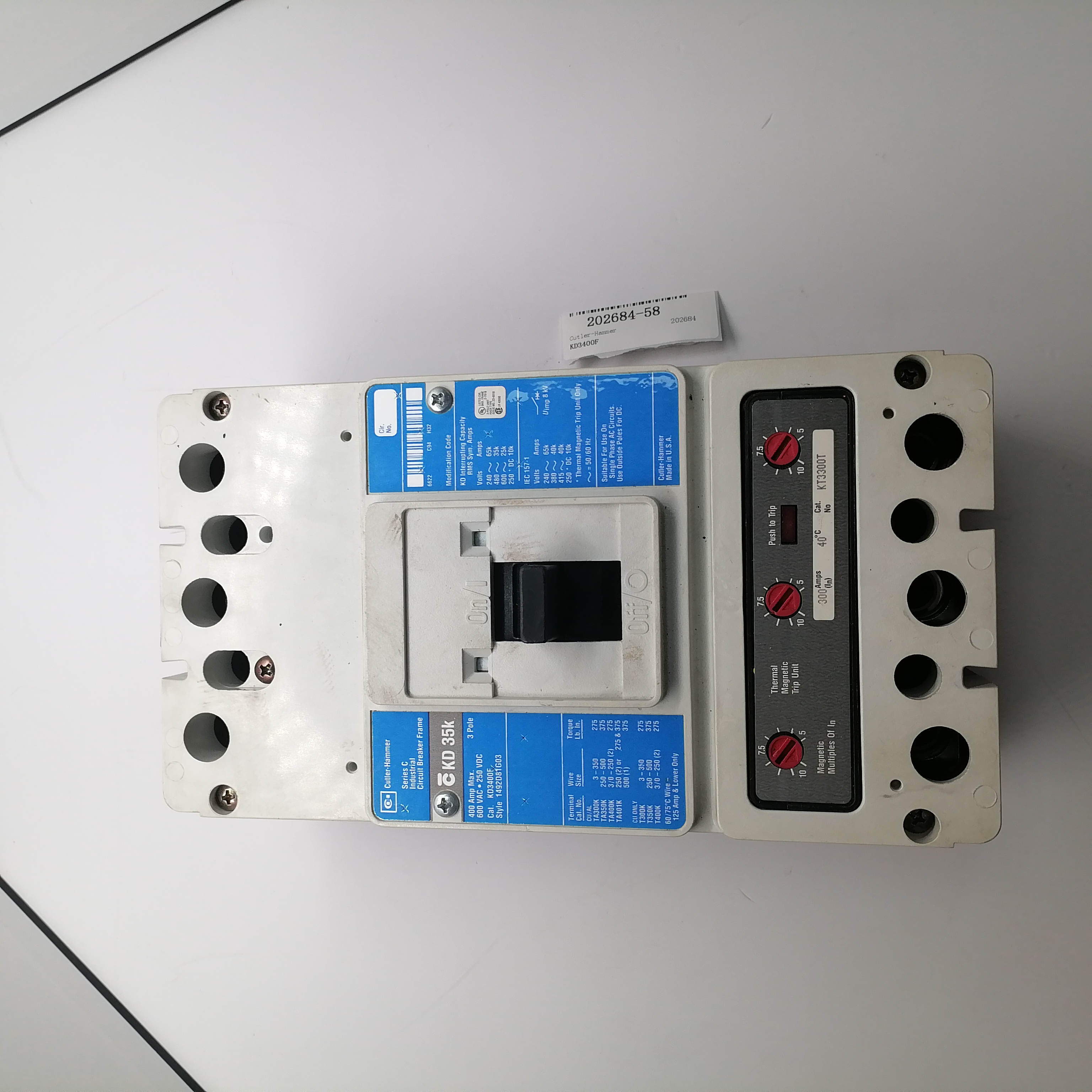 Cutler-Hammer Curcuit Breaker KD3400F