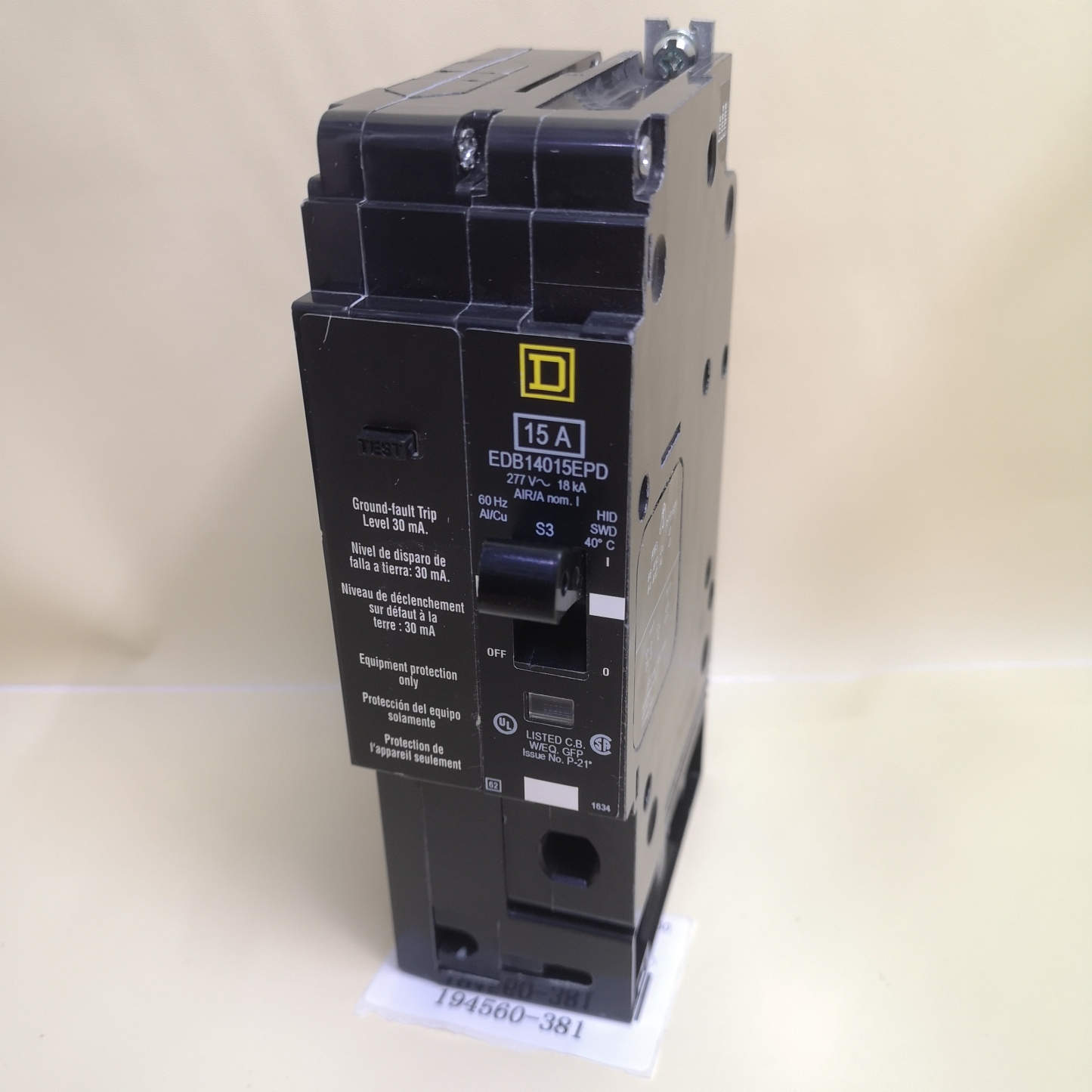 SQUARE D Circuit Breaker EGB14015EPD