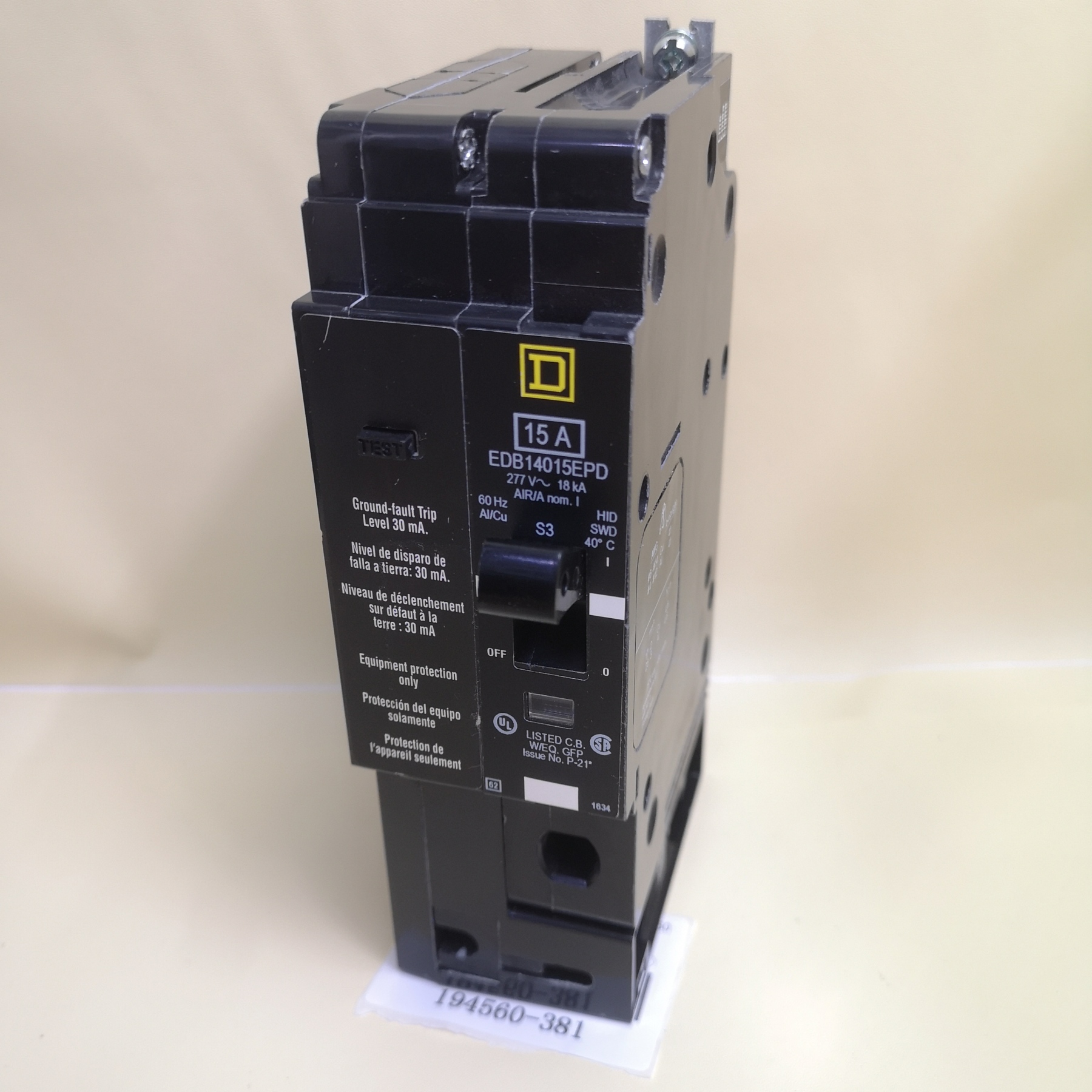 SQUARE D Circuit Breaker EGB14015EPD