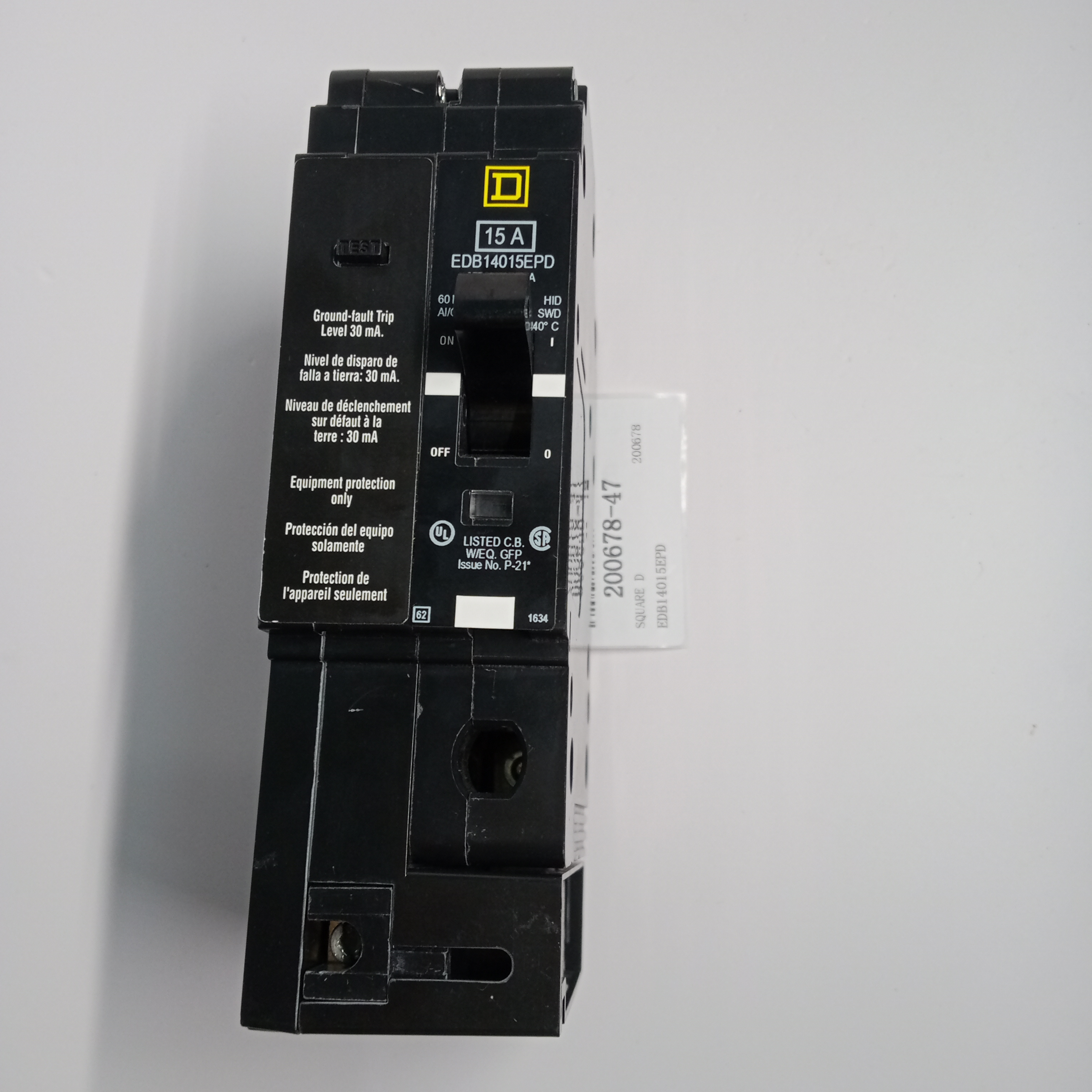 SQUARE D Circuit Breaker EDB14015EPD