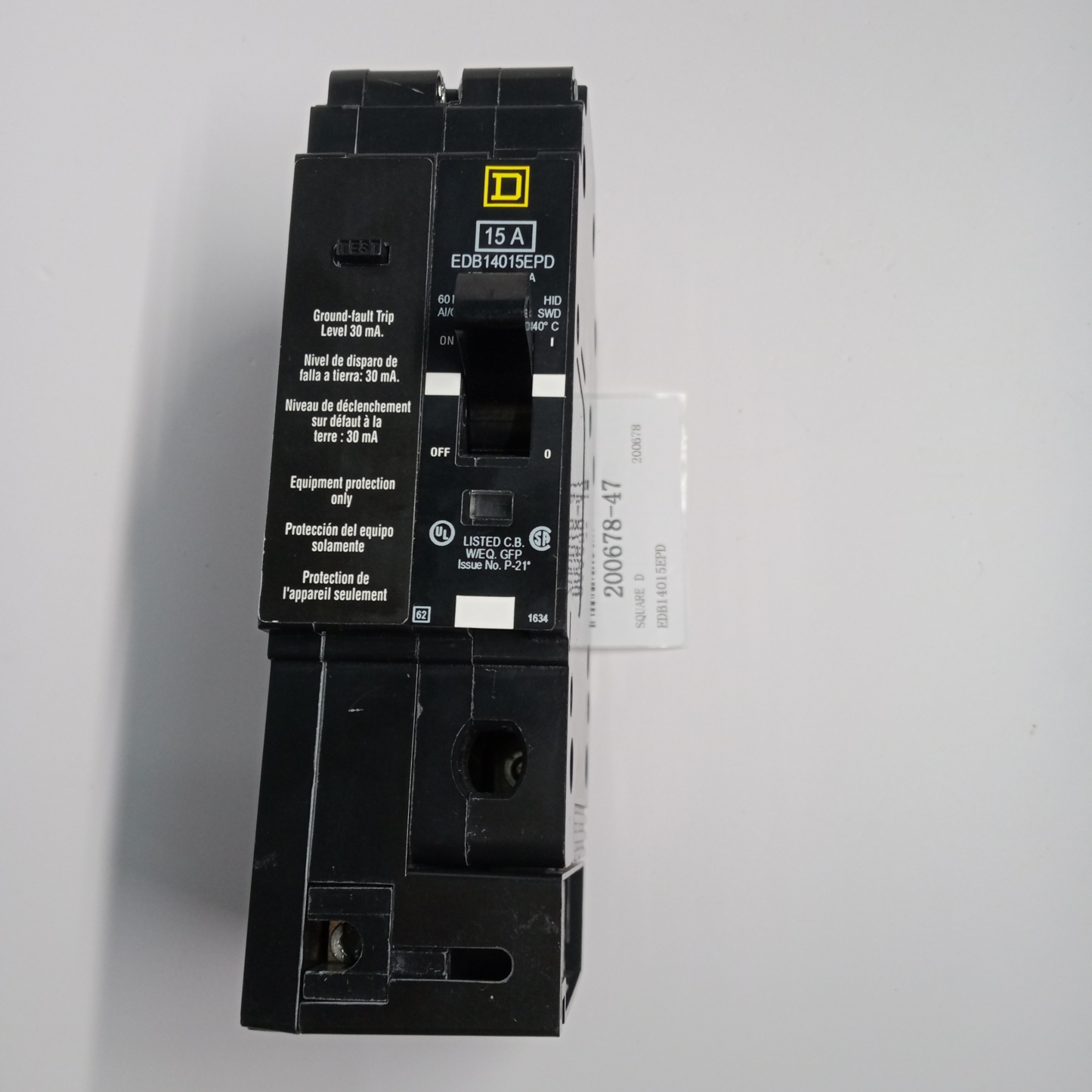 SQUARE D Circuit Breaker EDB14015EPD