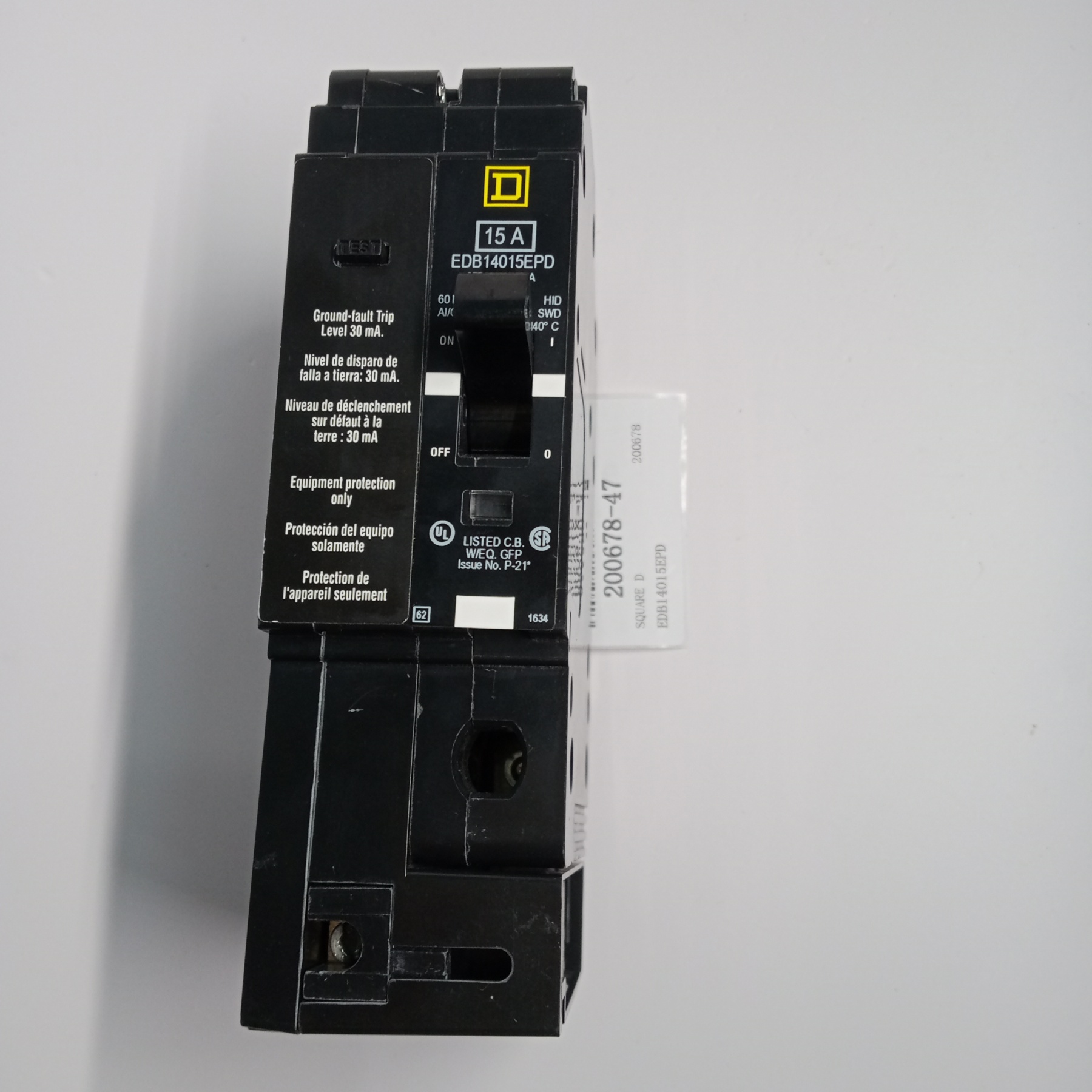 SQUARE D Circuit Breaker EDB14015EPD