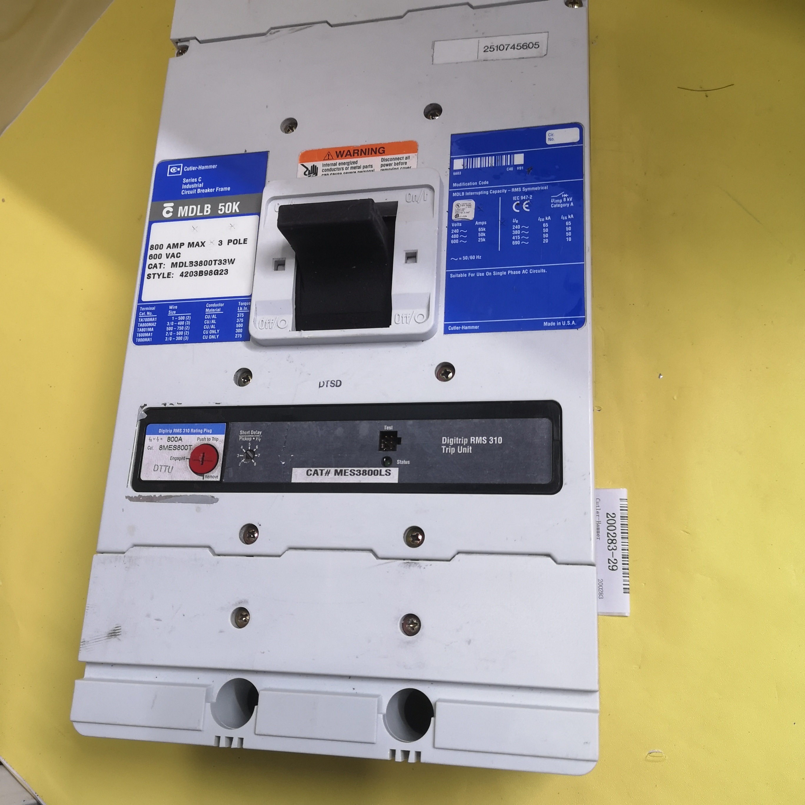 Eaton / Cutler-Hammer MDLB3800T33W Circuit Breaker