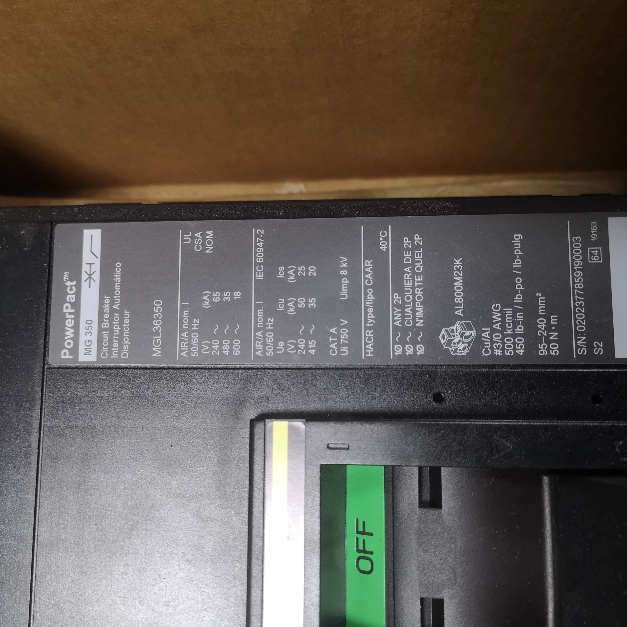 Square D MGL36350 Circuit Breaker