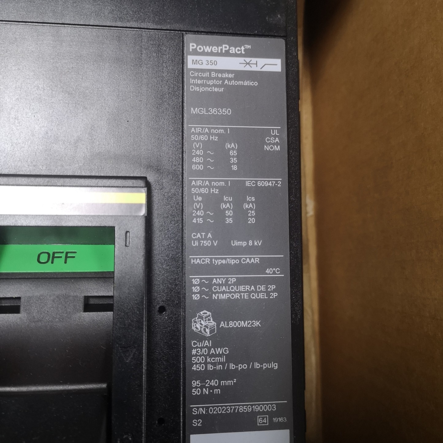 Square D MGL36350 Circuit Breaker