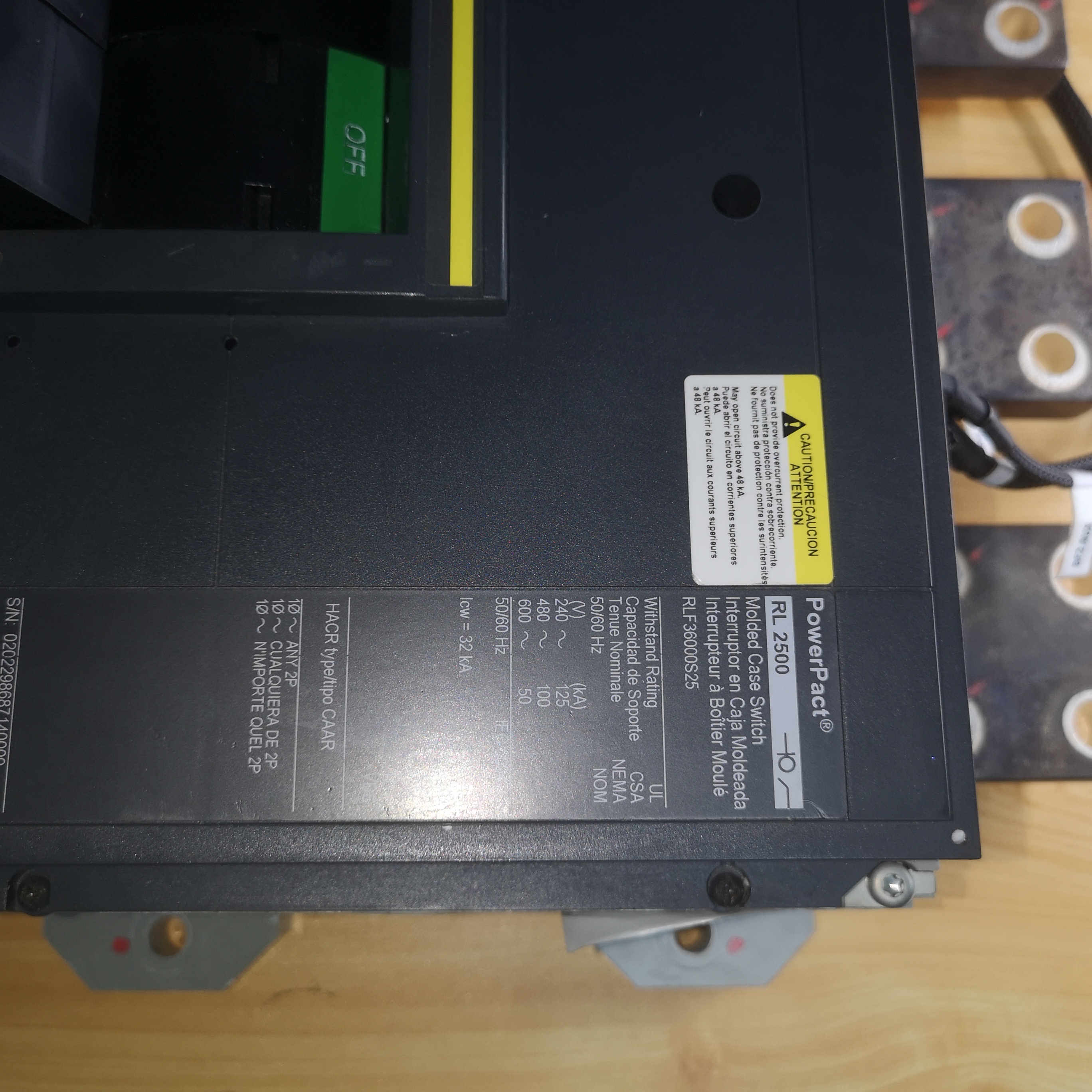 SQUARE D Circuit Breaker RLF36000S25