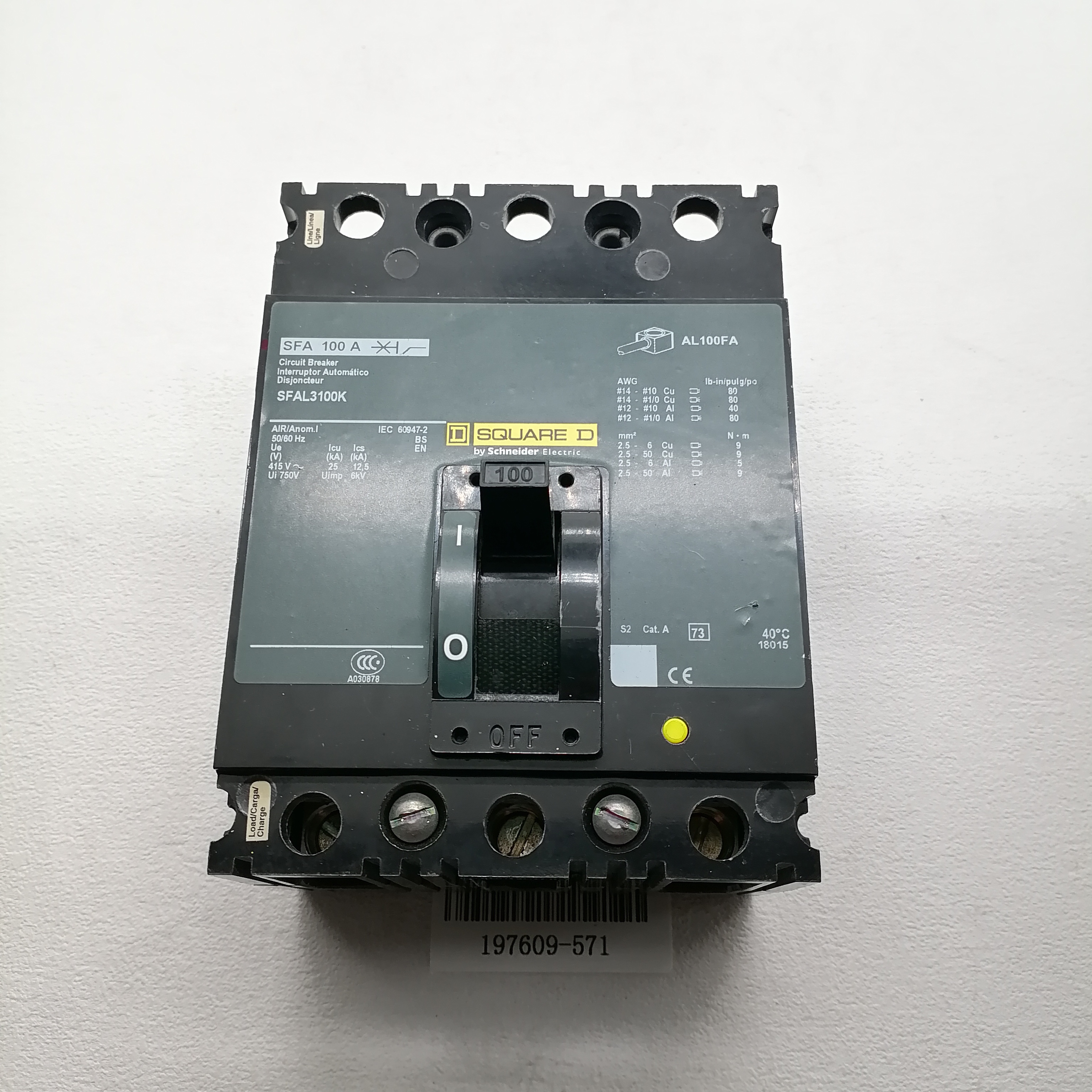 SQUARE D Circuit Breaker SFLA3100K