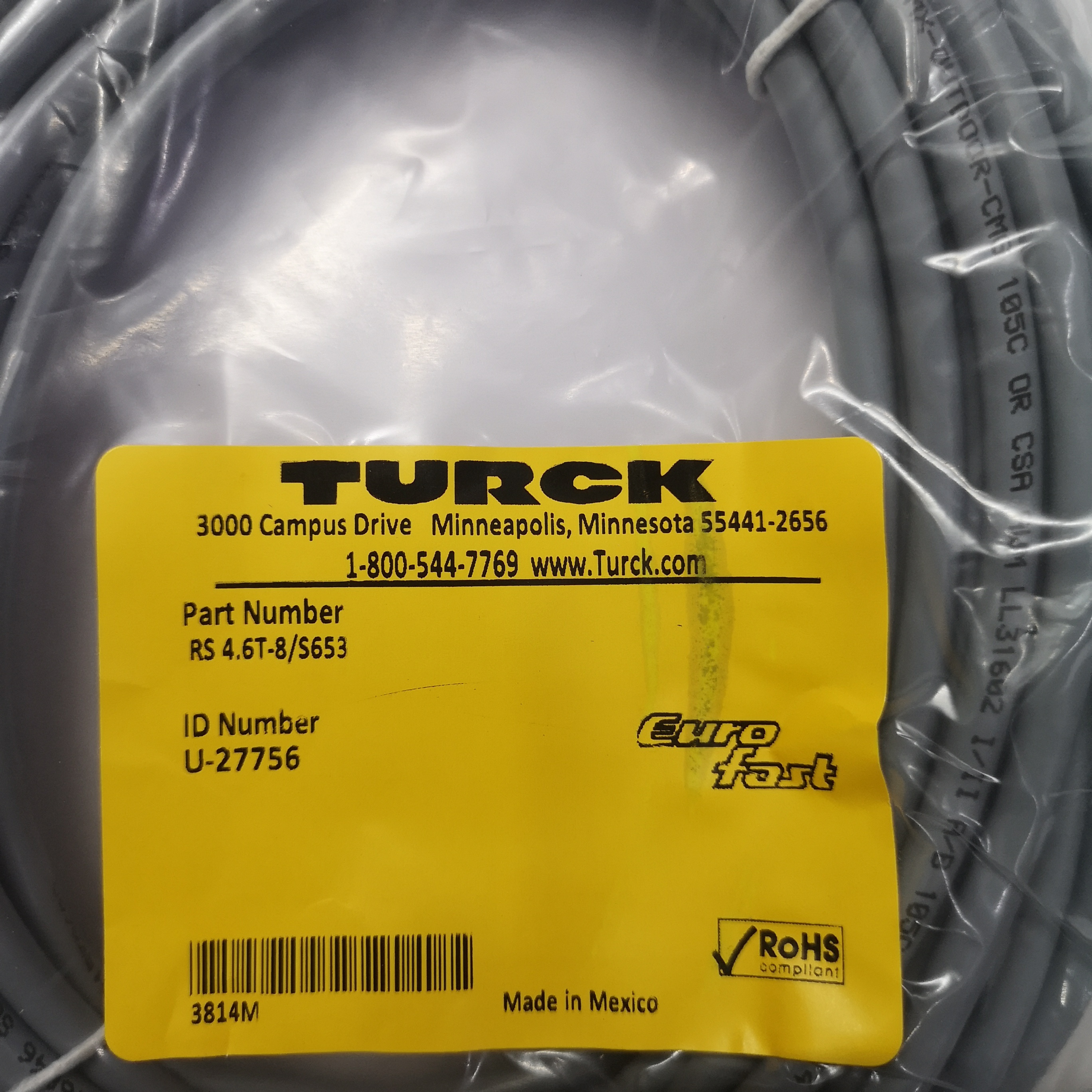 Turck U-27756 RS 4.6T-8/S653 Cable New