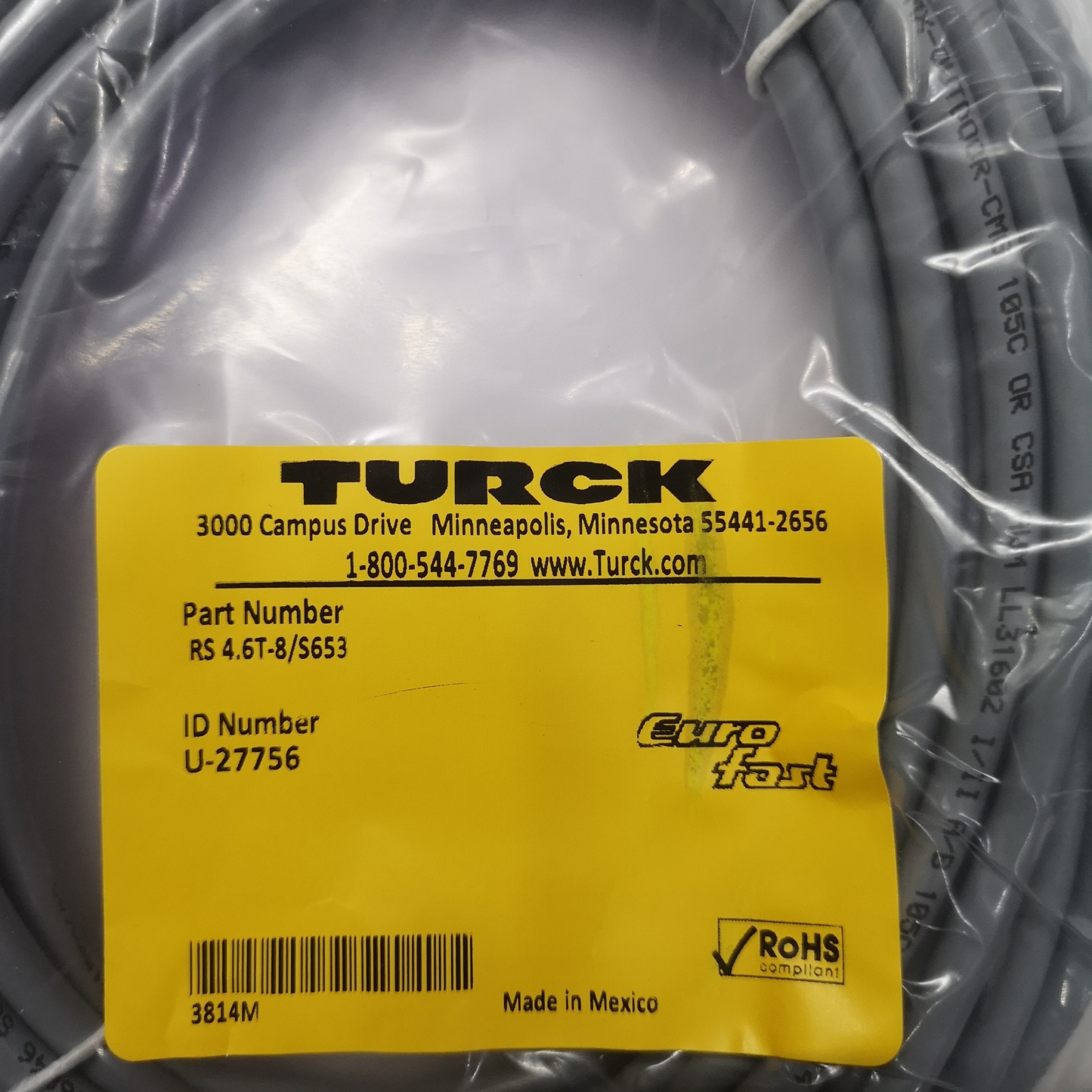 Turck U-27756 RS 4.6T-8/S653 Cable New