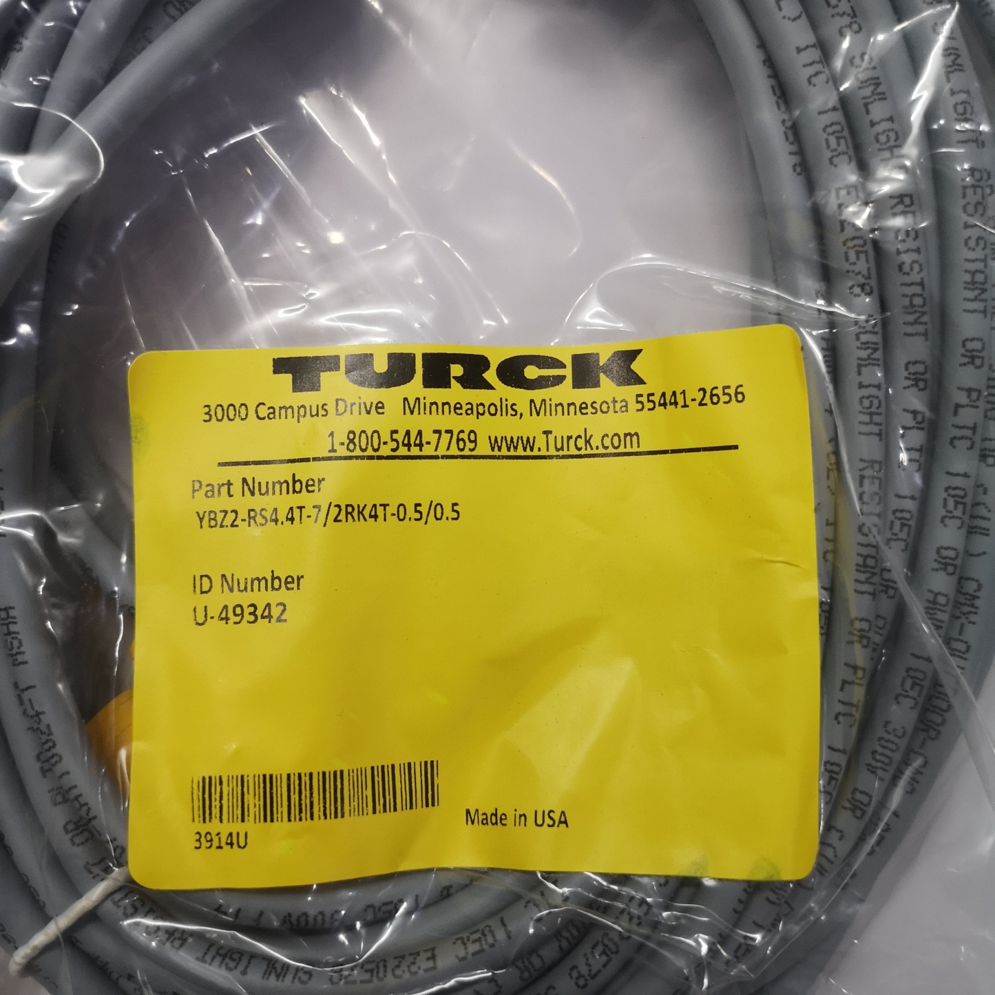 Turck U-49342 YBZ2-RS4.4T-7/2RK4T-0.5/0.5 Cable New