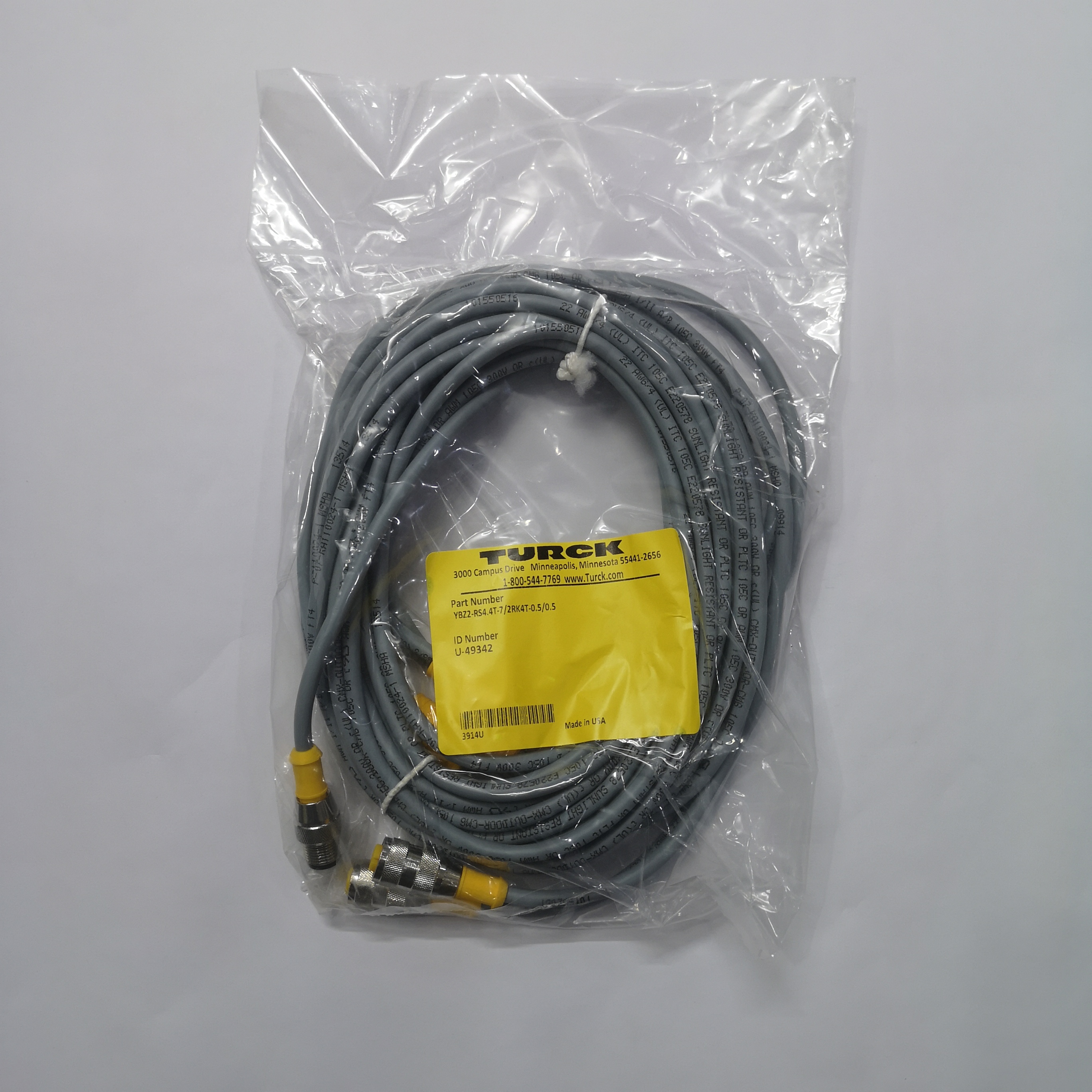 Turck U-49342 YBZ2-RS4.4T-7/2RK4T-0.5/0.5 Cable New