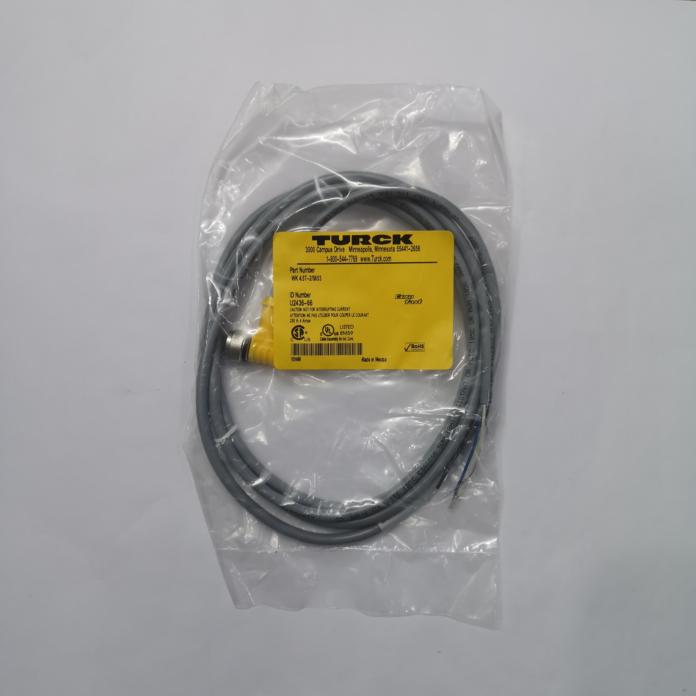 Turck U2436-66 WK 4.5T-2/S653 Cable New