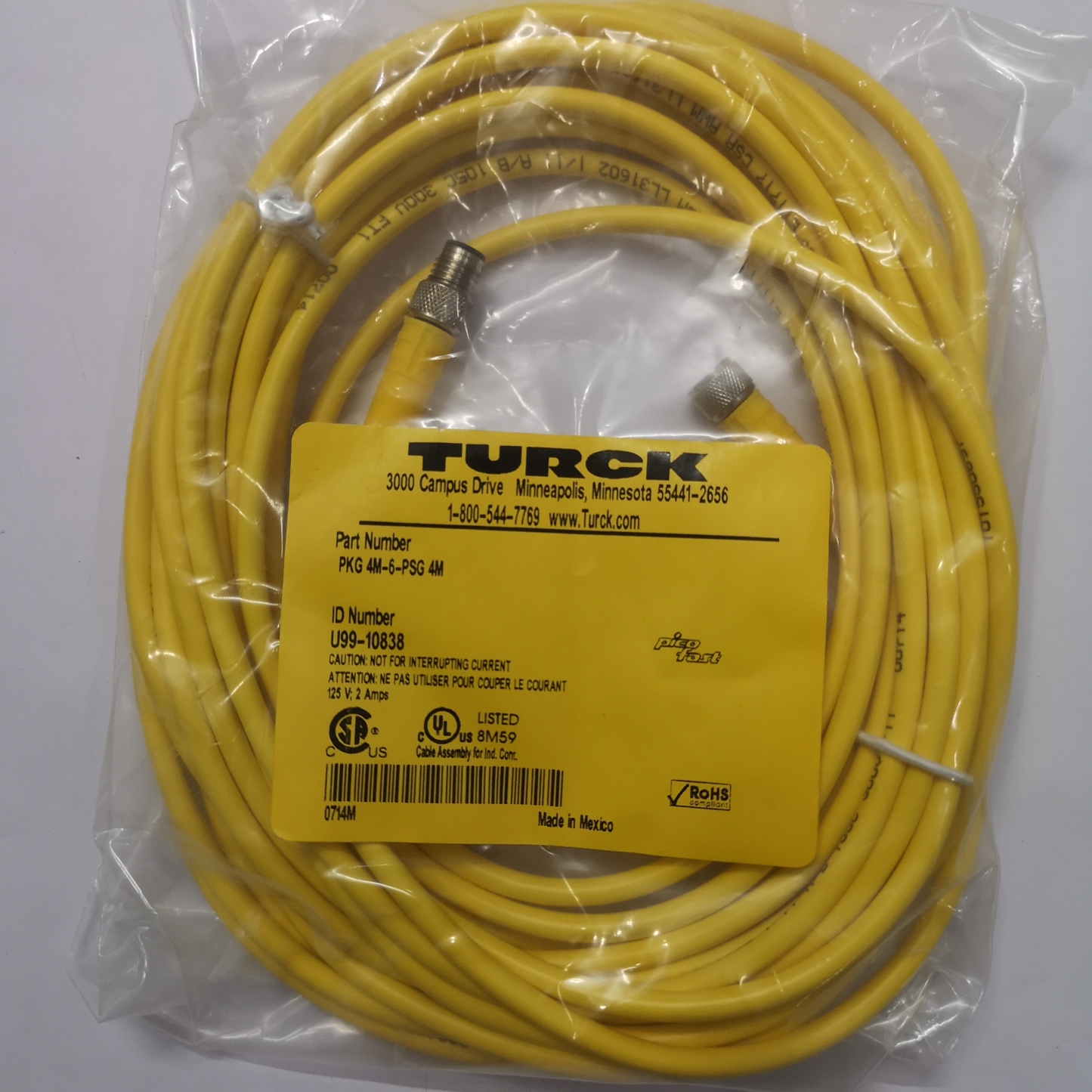 Turck U99-10838 PKG 4M-6-PSG 4M Cable New