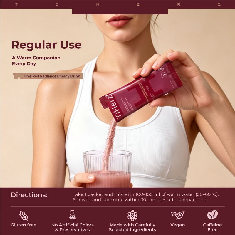 TiHerz Five Red Superfood Blend Daily Drink Mix Powder, Individual Portable Stick Packs, Dietary Supplement