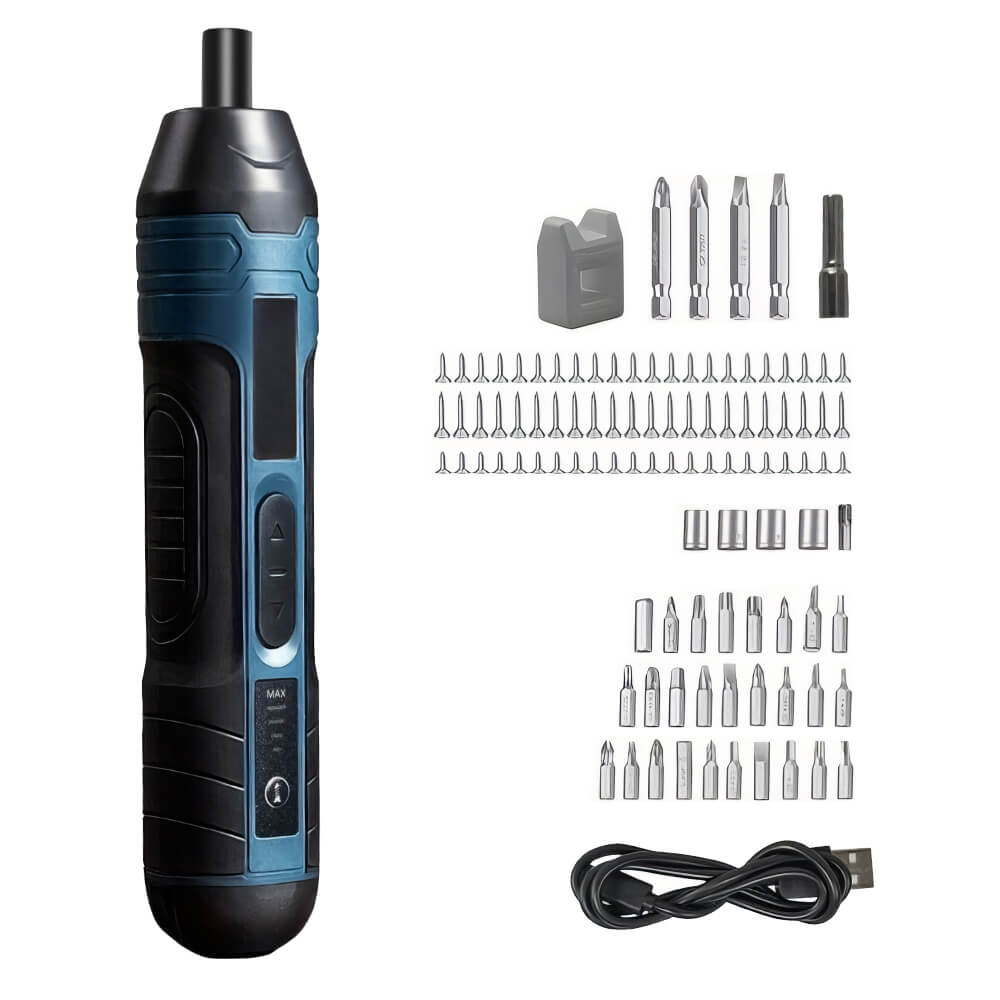 Cordless Electric Screwdriver Set LED Light 4 Gear Torque 105 Accessories