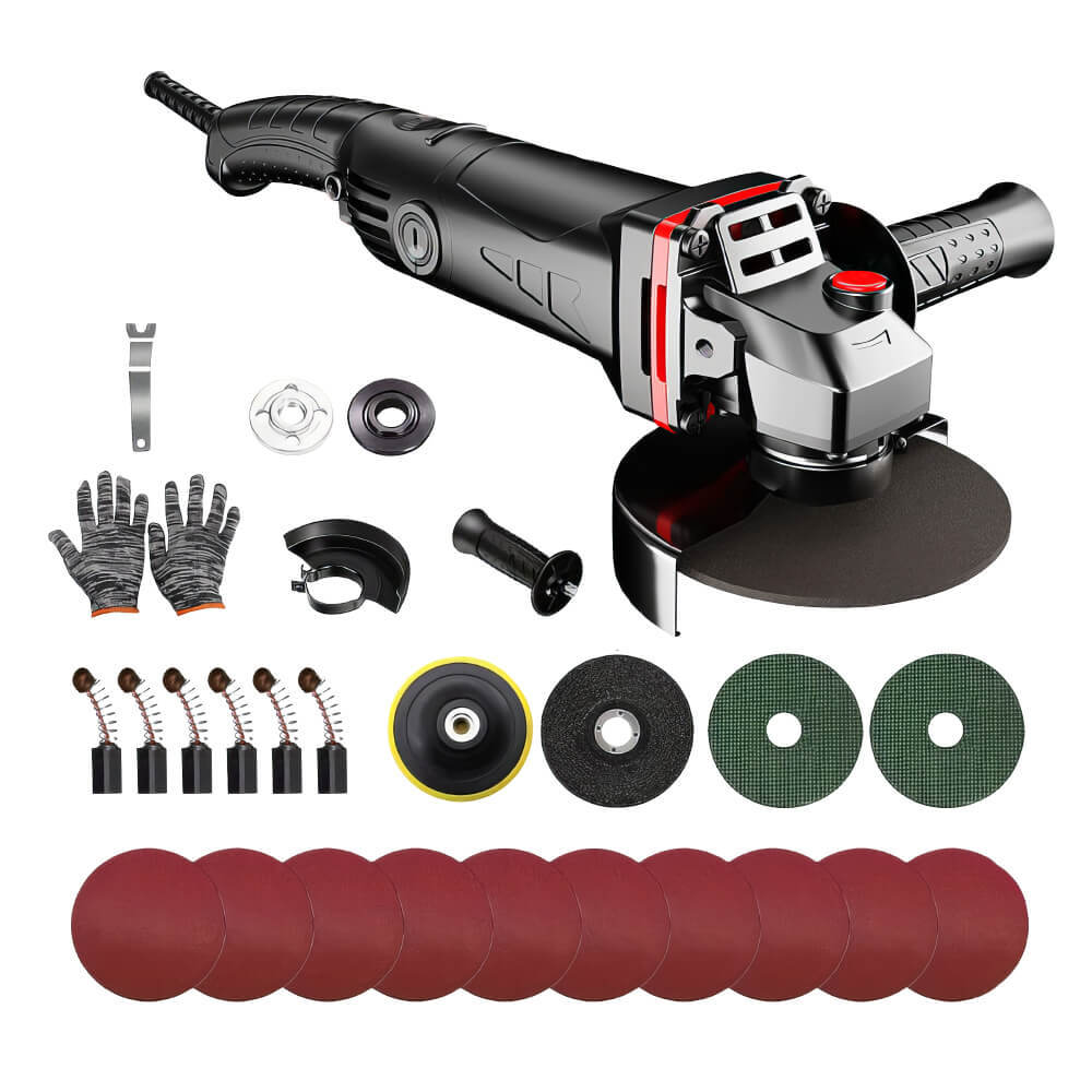 Angle Grinder 6 Speeds with Accessory Set for Metal and Stone Grinding