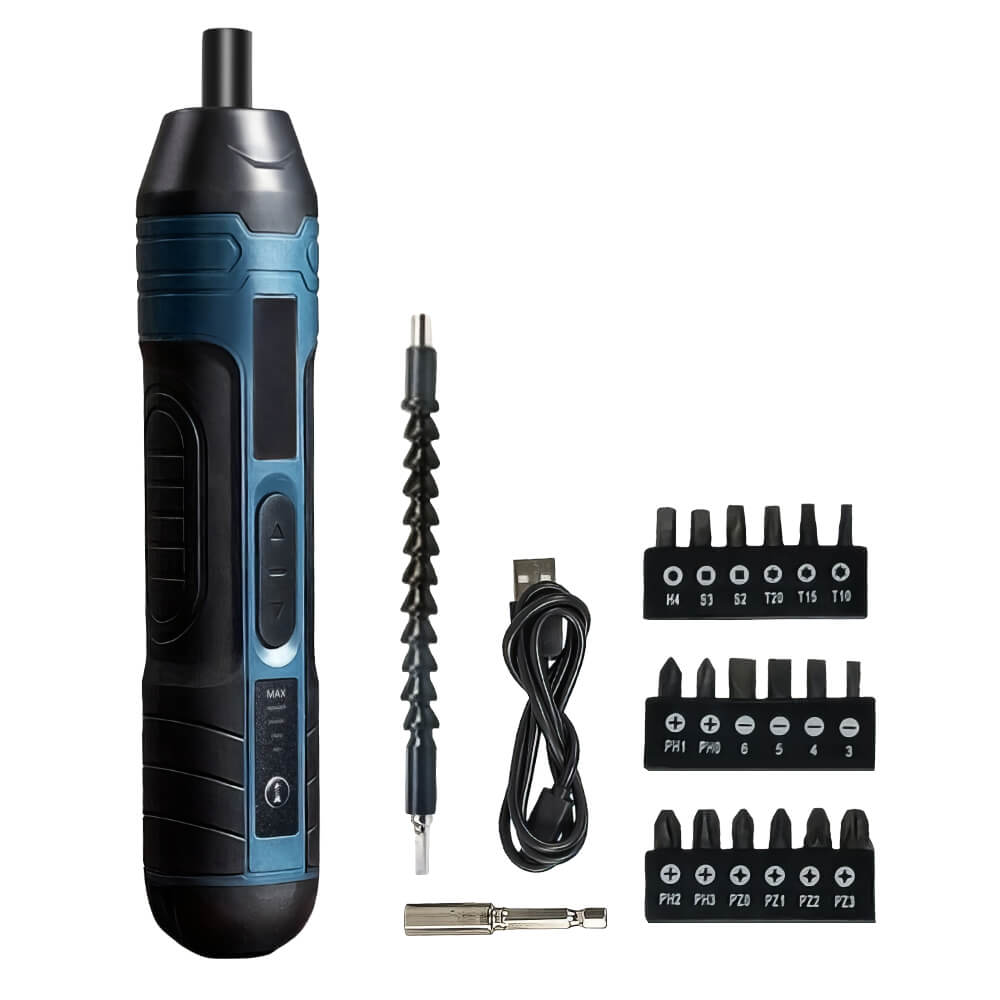 Cordless Electric Screwdriver Set LED Light 4 Gear Torque 105 Accessories