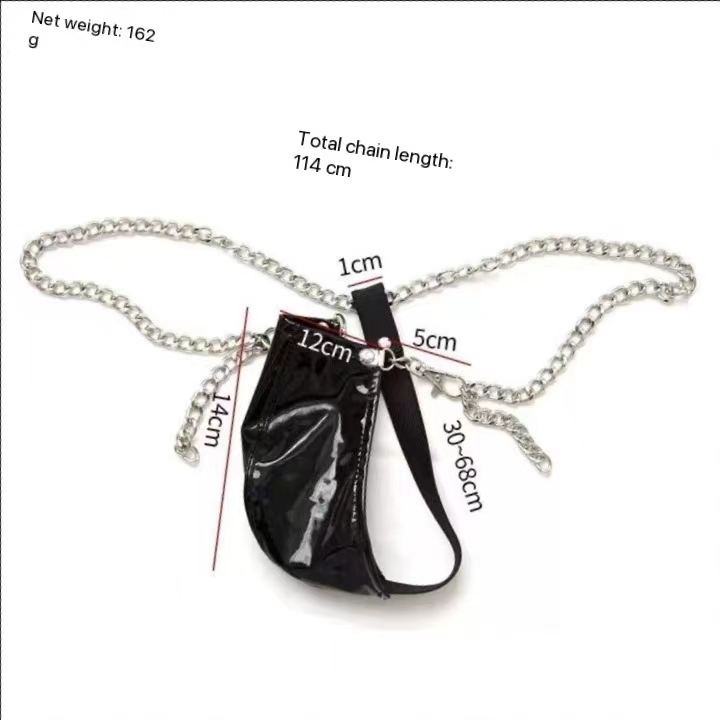 Men's Sexy Patent Leather Iron Chain Thong