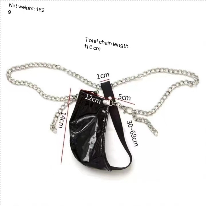 Men's Sexy Patent Leather Iron Chain Thong