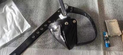 Men’s Leather Bondage Thong – Removable Pouch G-String Harness | PEACHBUMX