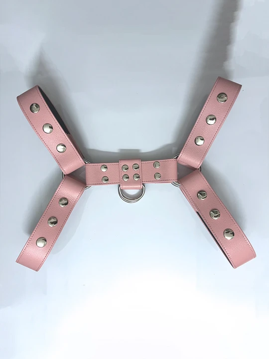 Pink King Kong Barbie Genuine Leather Armlet Chest Strap Jockstrap