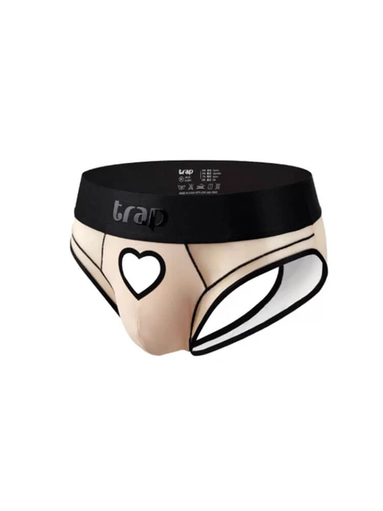 Men's Sexy Pink Hollow Heart Double Thong Briefs