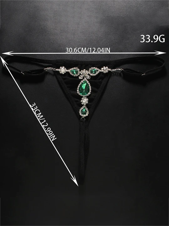 Sexy Green Rhinestone Thong