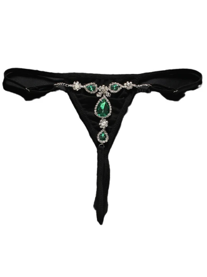 Sexy Green Rhinestone Thong