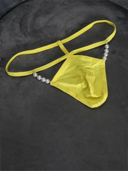 Men's Pearl Decorated Sexy Thin Strap Thong