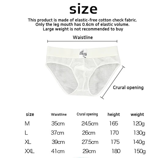 Men's Mesh Solid Color Wide Waistband Briefs