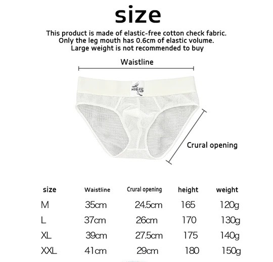 Men's Mesh Solid Color Wide Waistband Briefs