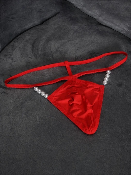 Men's Pearl Decorated Sexy Thin Strap Thong