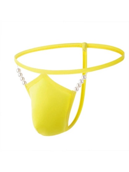 Men's Pearl Decorated Sexy Thin Strap Thong