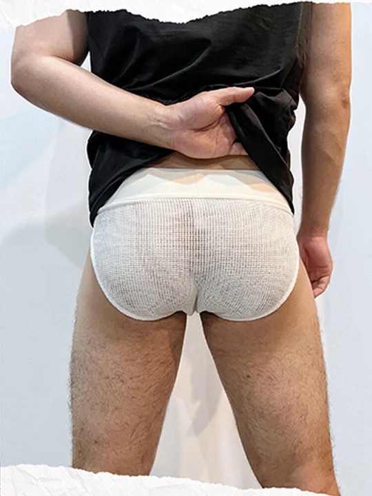 Men's Mesh Solid Color Wide Waistband Briefs